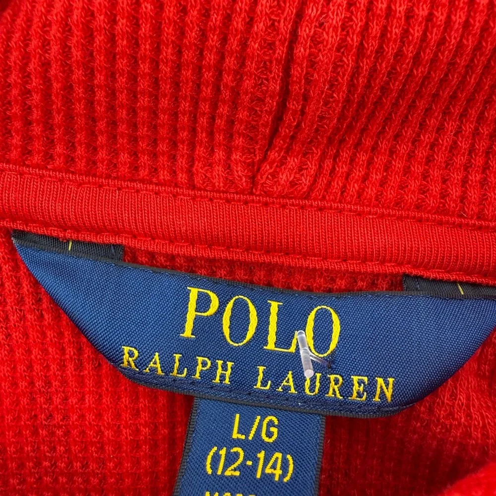 Polo Ralph Lauren Girls Red Fair Isle Snowflake Waffle Knit Hoodie Dress L 12-14